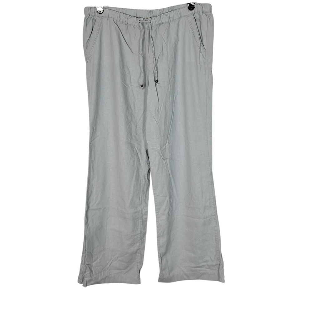 Linen blend pants Vintage America size XL soft gray pull on tie waist w/ elastic
